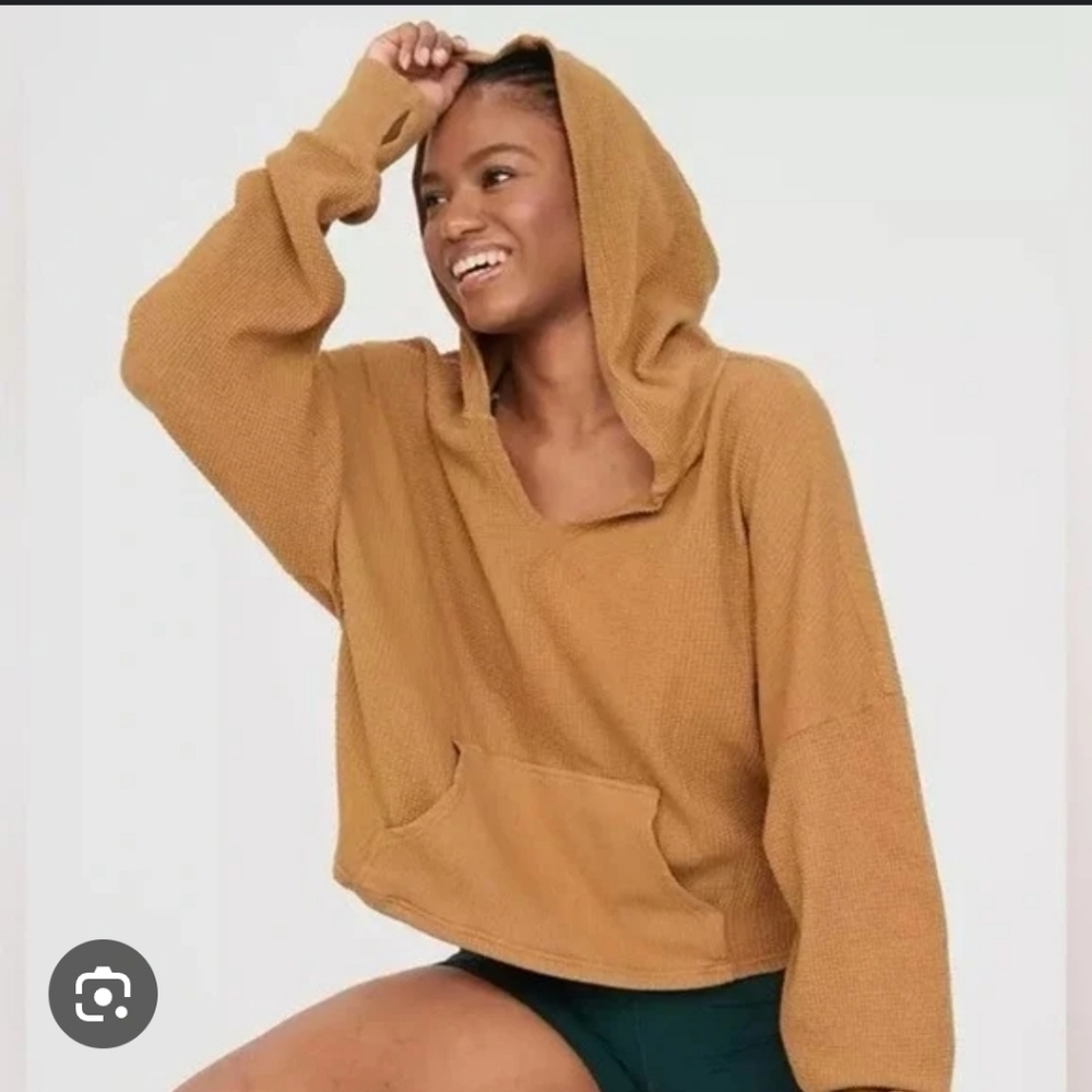 Aerie Womens Oversized Raw Hem Hoodie Sweatershirt Size Small